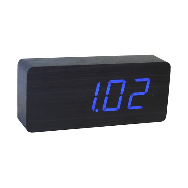 Ceas deșteptător cu LED Gingko Slab Click Clock, negru - albastru-image-3