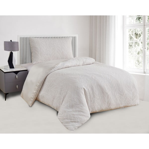 Lenjerie de pat bej din jacquard pentru pat de o persoană 140x200 cm Florida – My House-image-1