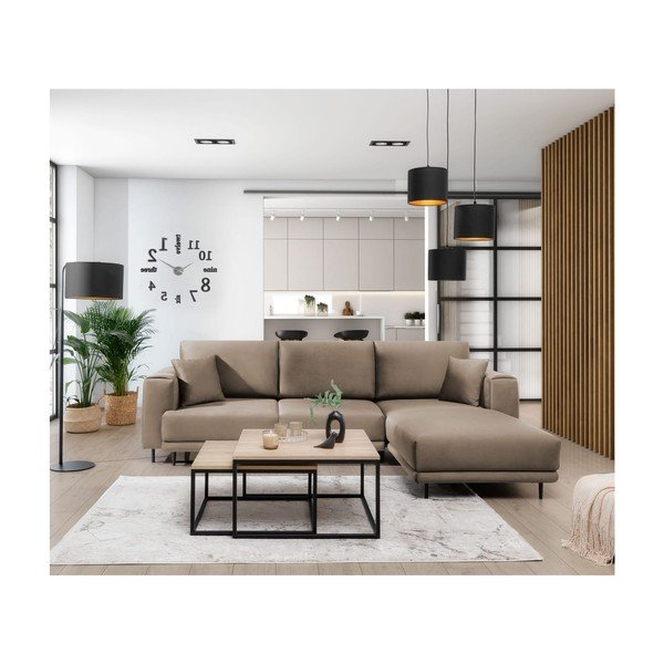 Colțar maro deschis extensibil/cu spațiu de depozitare cu tapițerie din catifea (cu colț pe partea dreaptă/cu șezlong) Dalia – ELTAP-image-3