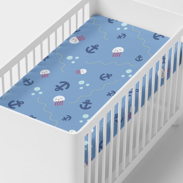 Cearșaf din bumbac pentru copii Happynois Yellow Submarine, 120 x 60 cm-image-1