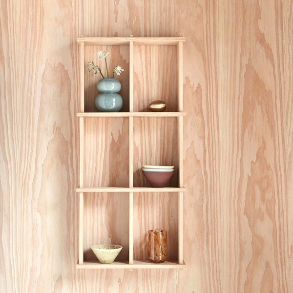 Raft în culoare naturală etajat din lemn de stejar 37 cm Grid – OYOY Living Design-image-1
