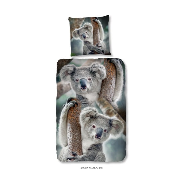 Lenjerie de pat din bumbac pentru copii Good Morning Koala, 140 x 200 cm