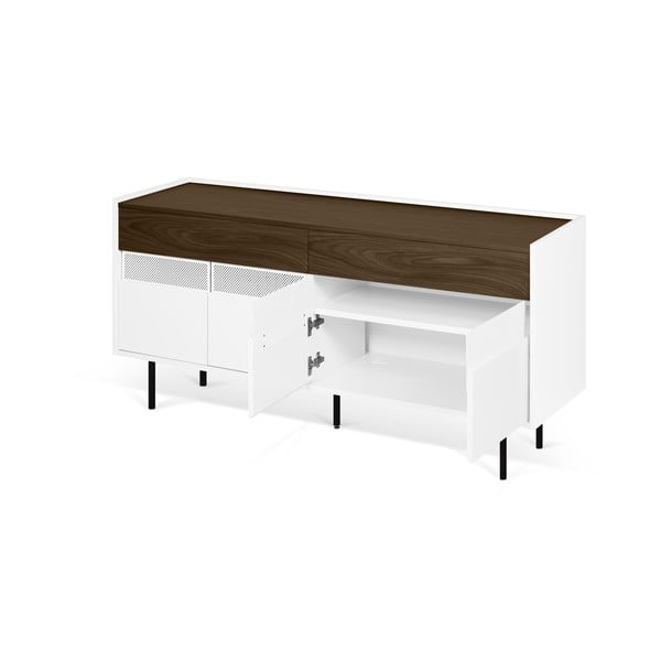 Comodă albă cu detalii cu aspect de lemn de nuc TemaHome Radio-image-2