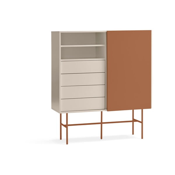 Comodă cărămizie-bej înaltă cu ușă glisantă 120x140 cm Nube – Teulat-image-3