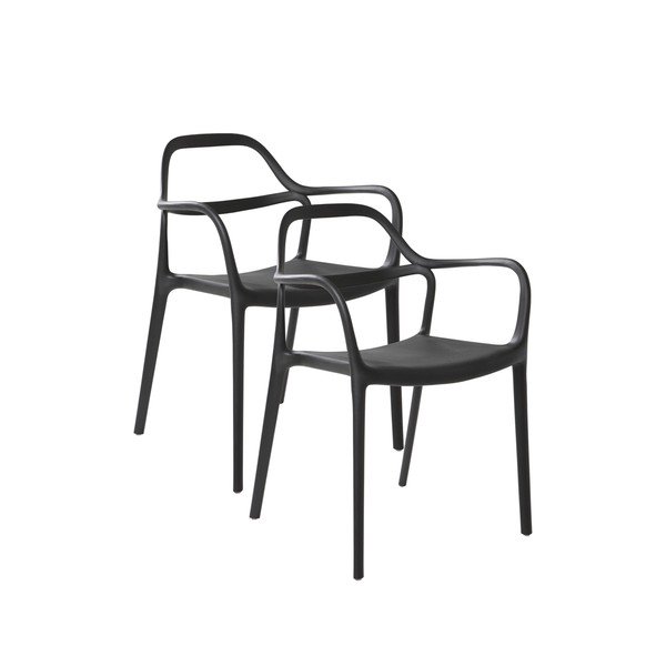 Scaune de dining negre cu cotiere/stivuibile 2 buc. din plastic Karlaby – Jotex