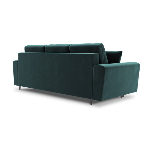 Canapea petrol extensibilă, cu spațiu de depozitare cu tapițerie din catifea 235 cm Kyoto – Cosmopolitan Design-image-3