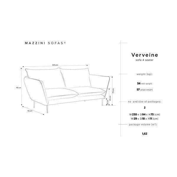 Canapea cu 4 locuri Mazzini Sofas Verveine, lungime 225 cm, bej-image-3
