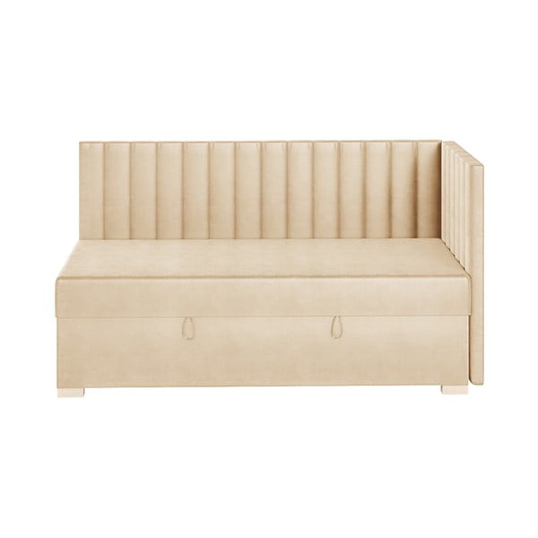 Pat pentru copii  bej pe colț cu spațiu de depozitare cu saltea 90x200 cm Snugi – Ghado