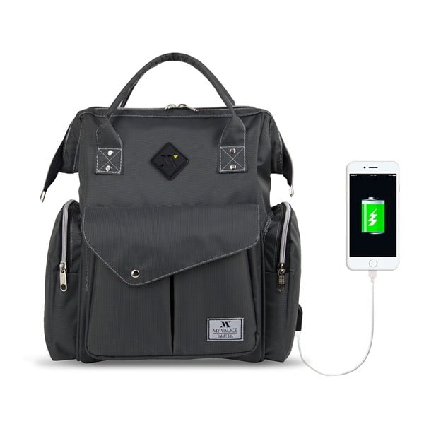Rucsac maternitate cu port USB My Valice HAPPY MOM Baby Care, antracit-image-4