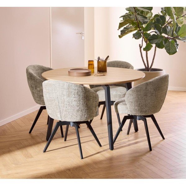 Masă de dining rotundă cu blat cu aspect de lemn de stejar ø 120 cm Cadiz – Actona-image-1