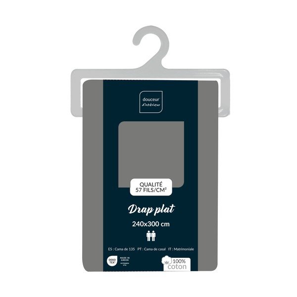 Cearceaf gri din bumbac 240x300 cm Lina – douceur d'intérieur-image-3