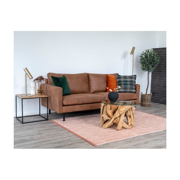 Măsuță de cafea maro rotundă cu blat din sticlă ø 60 cm Grand Canyon – House Nordic-image-4