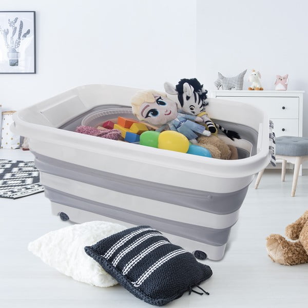 Cutie de depozitare albă/gri din plastic cu capac 54x39x28 cm Kemp – Orion-image-1