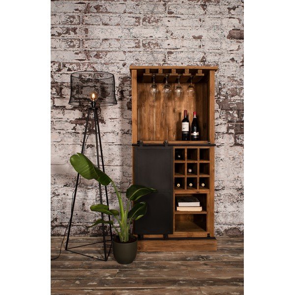Dulap vinotecă negru din lemn de tec număr sticle 18, 84x177 cm Blackburn - HSM collection-image-1