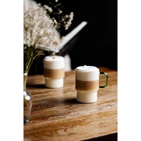 Căni verzi 2 buc. pentru cappuccino din sticlă 350 ml Livio – Vialli Design-image-3