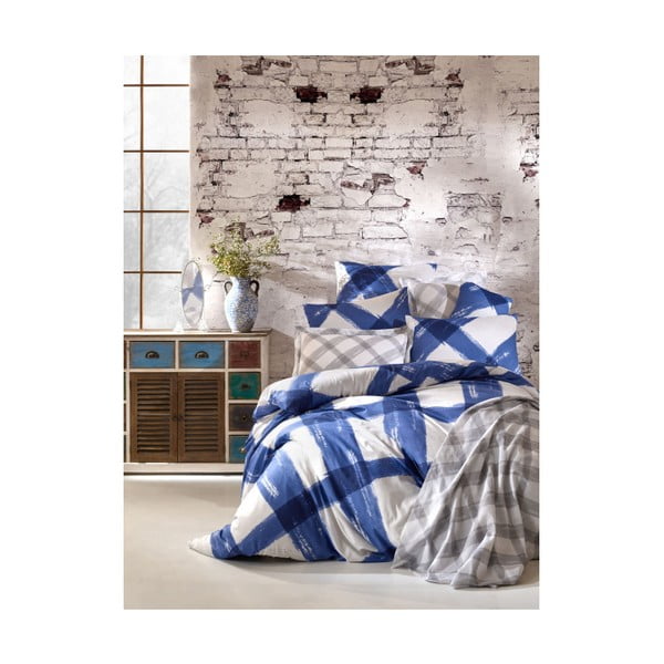 Lenjerie de pat cu cearșaf Azul Marino, 160 x 220 cm