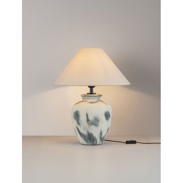 Veioză albă/gri din ceramică cu abajur textil (înălțime 55 cm) Lupe – Nova Luce-image-3