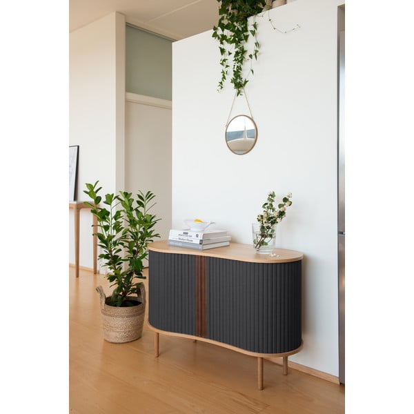 Comodă maro/maro deschis joasă cu aspect de lemn de stejar cu ușă glisantă 100x67 cm Audacious – UMAGE-image-4