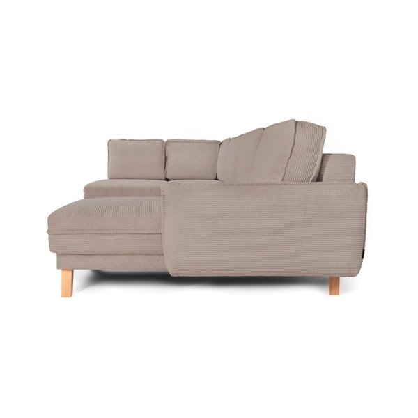 Colțar taupe extensibil/cu spațiu de depozitare cu tapițerie din catifea reiată  (cu colț pe partea stângă/în formă de "U") Tori – Bonami Selection-image-4