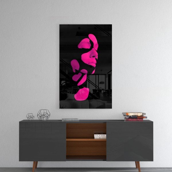 Tablou din sticlă Insigne Fragmented Pink-image-1