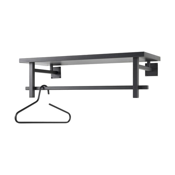 Cuier de perete negru cu raft din metal 76 cm Simplon – Spinder Design-image-2