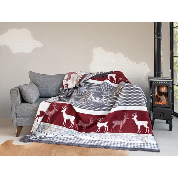 Cuvertură roșie/gri 150x200 cm – Mila Home-image-2