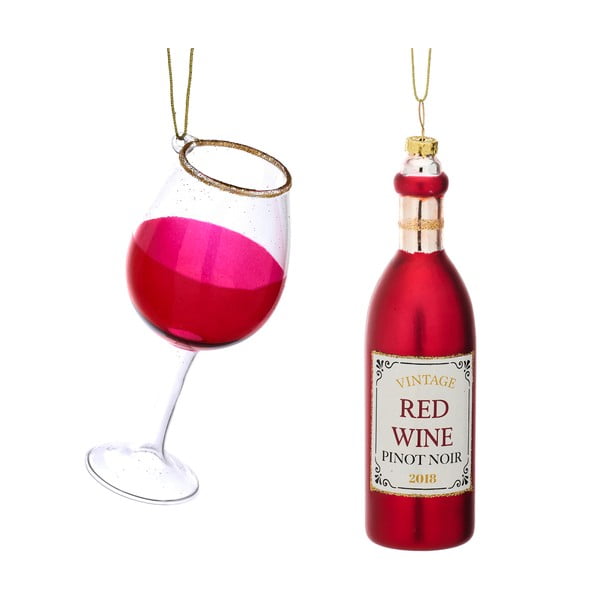 Ornamente de Crăciun 2 buc. din sticlă Red Wine – Sass & Belle