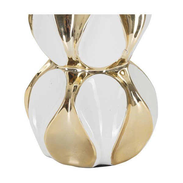 Veioză albă-aurie din ceramică cu abajur textil (înălțime 46 cm) Glam Balls – Mauro Ferretti-image-4
