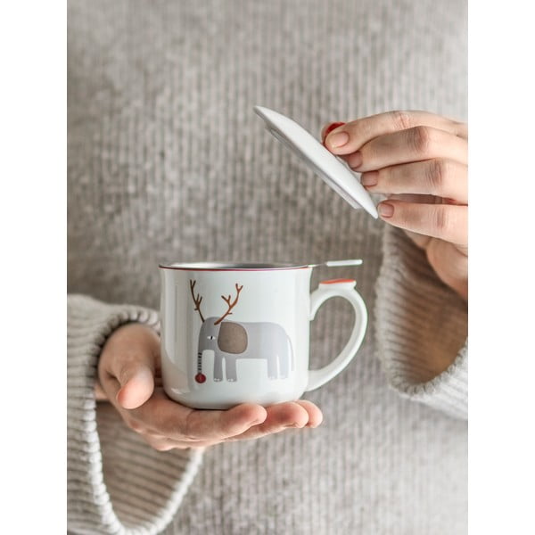 Cană crem cu filtru din gresie 300 ml  cu model de Crăciun Valentin – Bloomingville-image-1