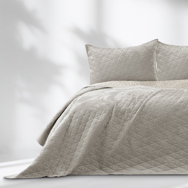 Cuvertură grej matlasată din catifea 240x260 cm Laila – Restilo-image-2