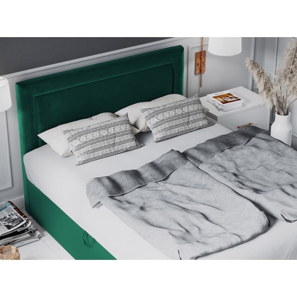 Pat dublu cu tapițerie din catifea Mazzini Beds Yucca,  200 x 200 cm, verde-image-4