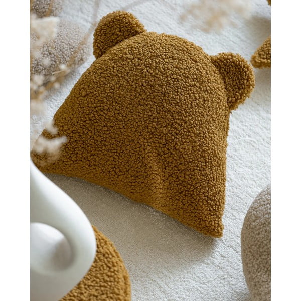 Pernă decorativă pentru copii maro cu tapițerie din țesătură bouclé Bear – Wigiwama-image-2