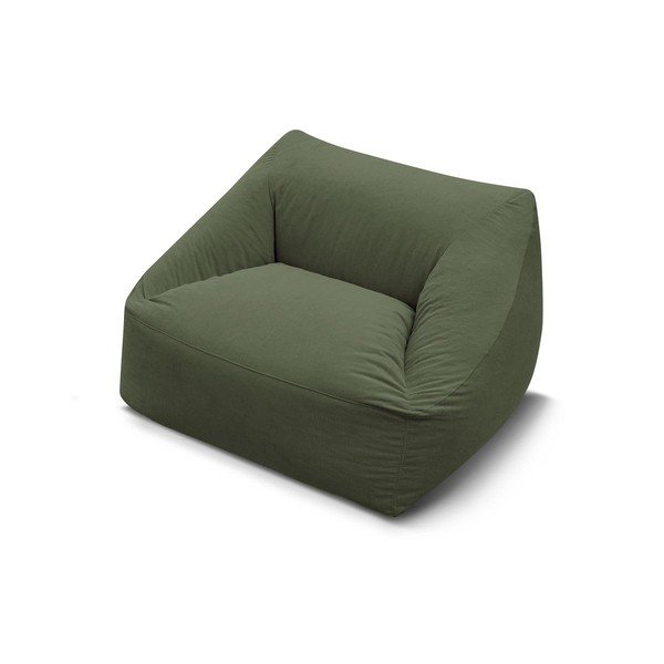 Fotoliu bean bag verde cu tapițerie din catifea reiată Lilibet – Bobochic Paris-image-3