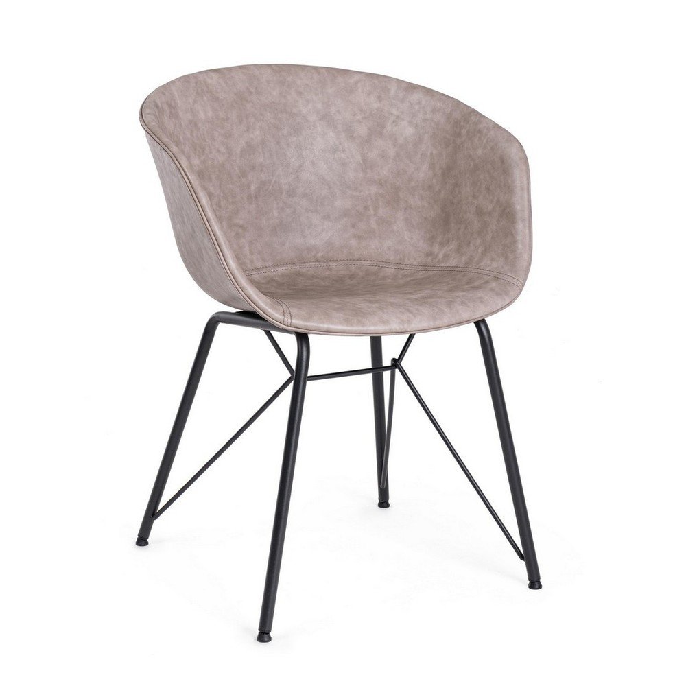 Scaun de living gri cu cotiere din imitatie de piele Warhol – Bizzotto