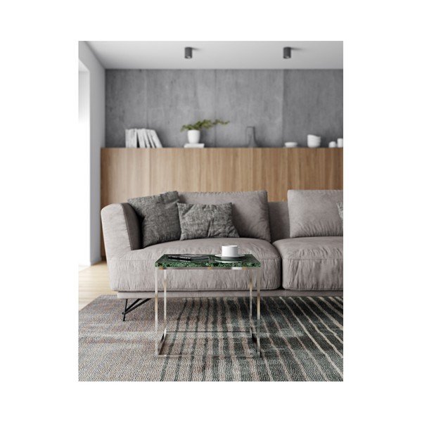 Măsuță TemaHome Gleam din marmură, cu picioare cromate, 50 cm, verde-image-2
