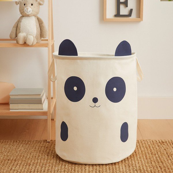 Coș de jucării pentru copii alb din material textil ø 38x48 cm Mimo Panda Face – Premier Housewares-image-1