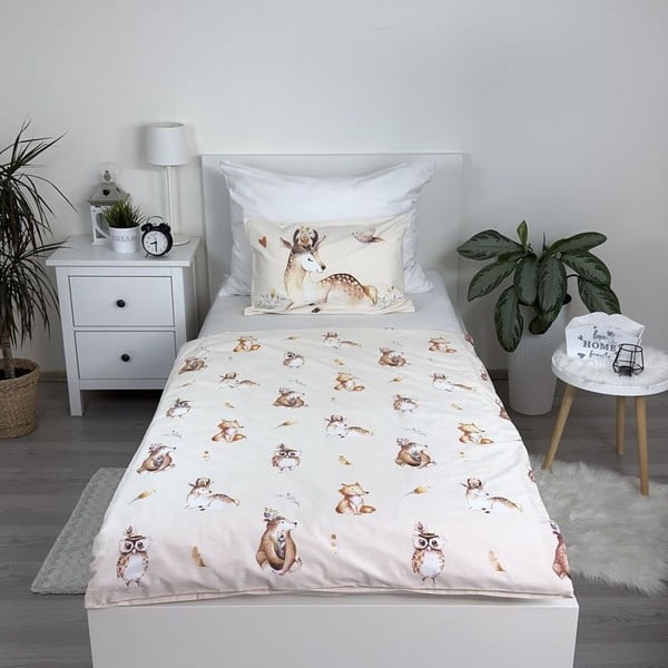 Lenjerie de pat pentru copii bej din bumbac pentru pătuț 100x135 cm Animals "Woodland" – Jerry Fabrics-image-2