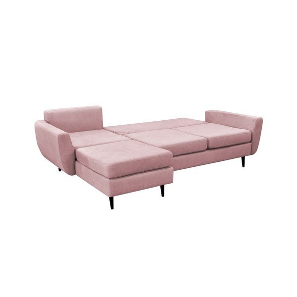 Canapea extensibilă cu picioare negre Mazzini Sofas Hortensia, pe stânga, roz deschis-image-4