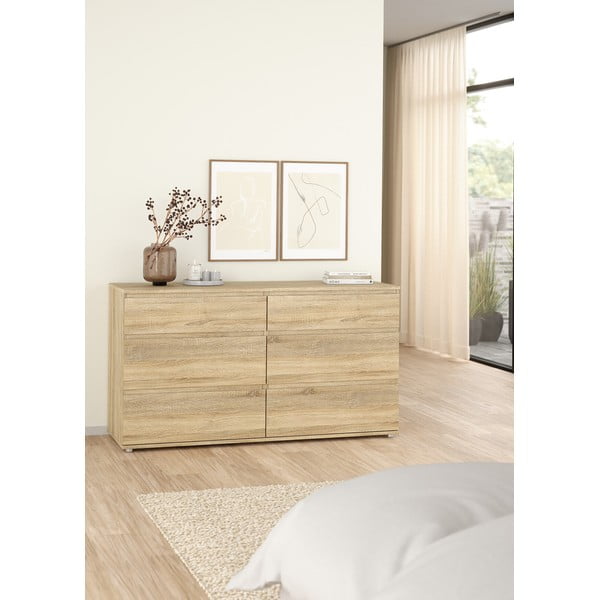 Comodă în culoare naturală joasă cu aspect de lemn de stejar 153x84 cm Nova – Tvilum-image-1