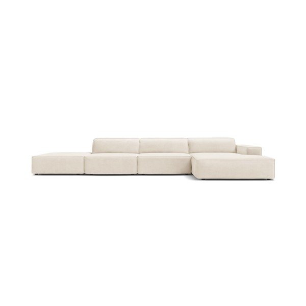 Colțar modular crem cu tapițerie din catifea (cu colț pe partea dreaptă/cu șezlong) Jodie – Micadoni -image-3