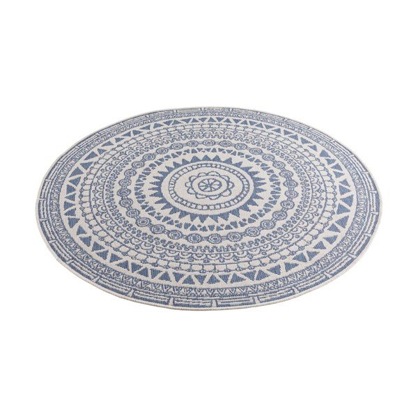Covor adecvat pentru exterior NORTHRUGS Coron, ø 140 cm, albastru-crem-image-2