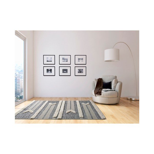 Covor Universal Cheroky Line, 55 x 110 cm, alb - gri-image-1