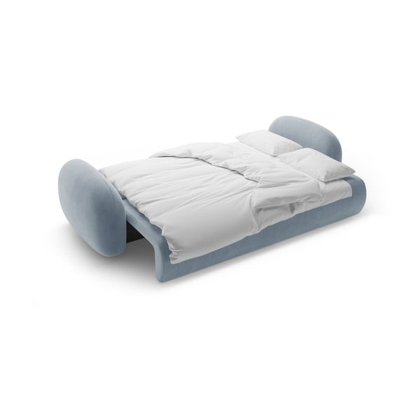 Canapea albastru prăfuit extensibilă/cu spațiu de depozitare cu tapițerie din catifea 262 cm Tonale – Cosmopolitan Design-image-4