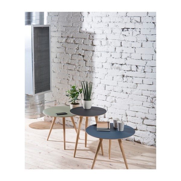 Măsuță auxiliară din lemn de stejar cu blat negru Gazzda Arp, Ø 55 cm-image-1