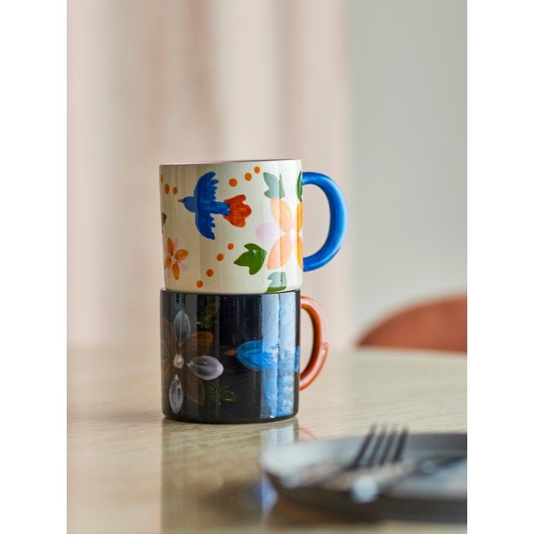 Căni negre/bej 2 buc. din ceramică 300 ml Maricala – Bloomingville-image-1