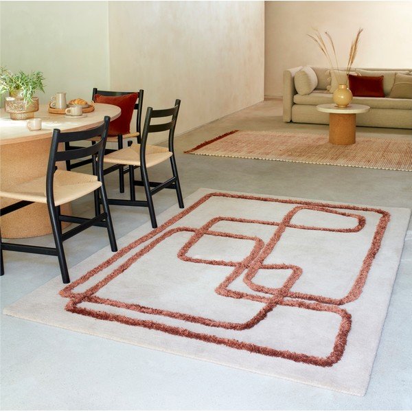 Covor cărămiziu/crem handmade din lână 160x230 cm Matrix – Asiatic Carpets-image-1