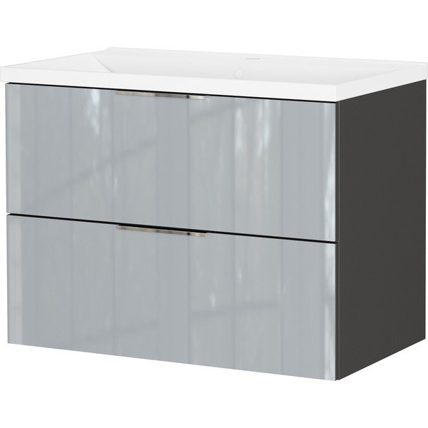 Dulap sub chiuvetă gri suspendat cu aspect lucios 81x61 cm Celano – Germania
