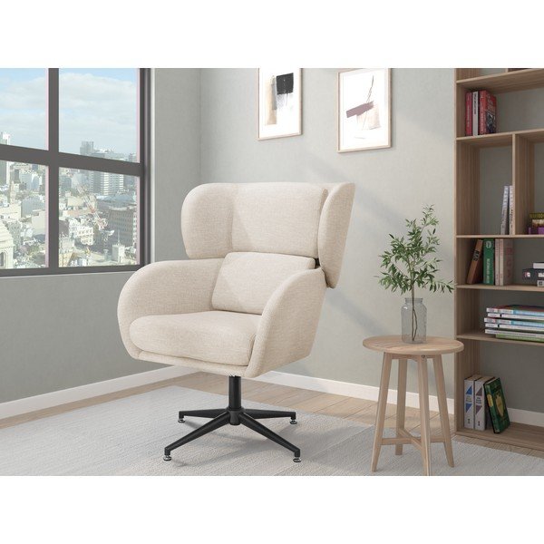 Fotoliu alb wing cu tapițerie din catifea Vanessa – Støraa-image-1