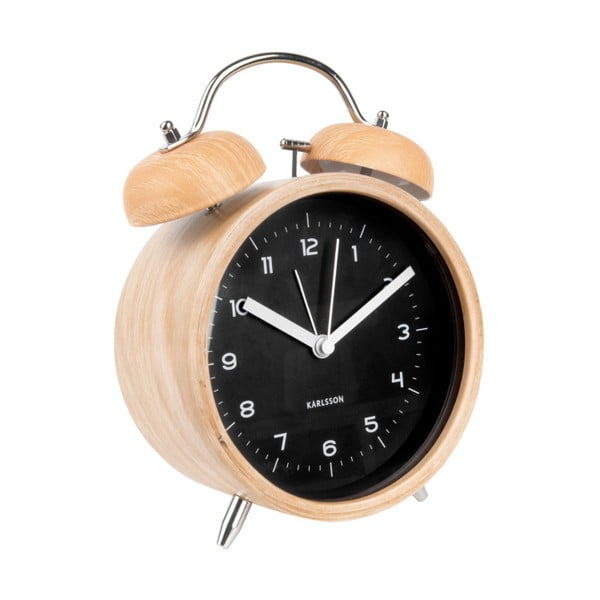 Ceas alarmă cu aspect de lemn Karlsson Classic Bell, ⌀ 14 cm, negru