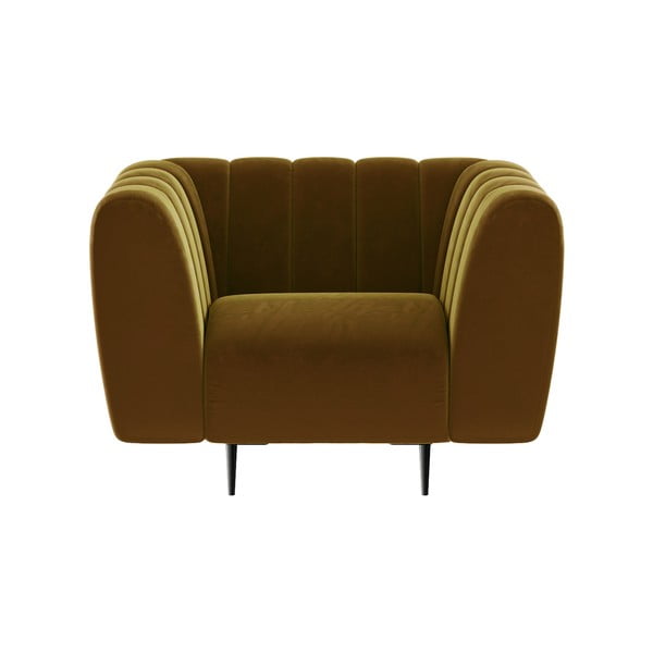 Fotoliu cu tapițerie din catifea Ghado Shel, galben închis - miere-image-4